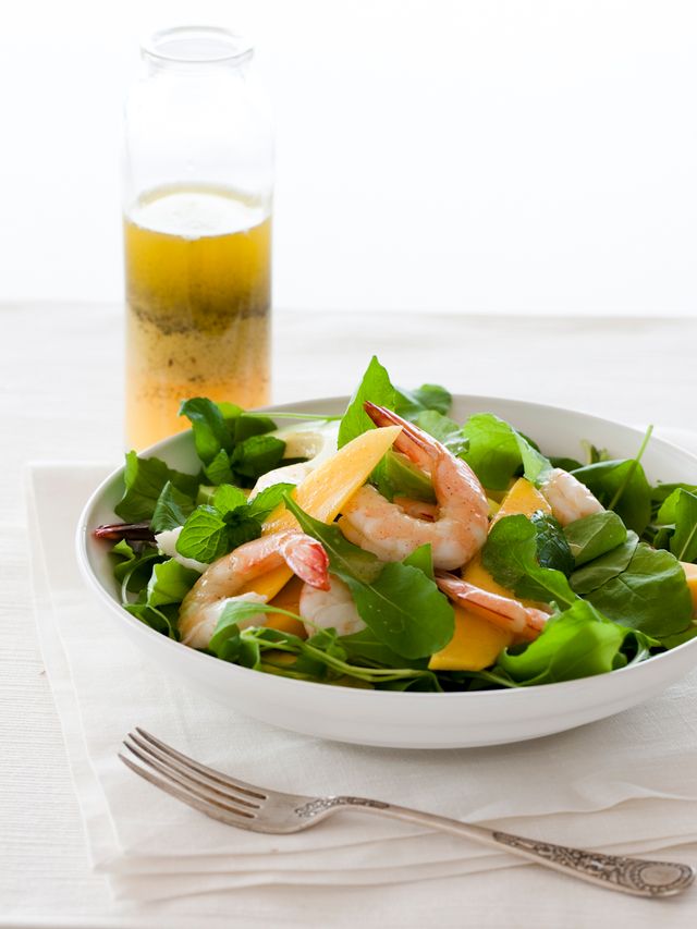 Shrimp, Arugula & Mango Salad with Vanilla Citrus Vinaigrette